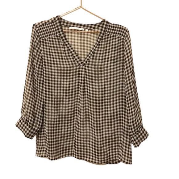 Violet + Claire gingham checked popover semi sheer blouse size small - Picture 1 of 6